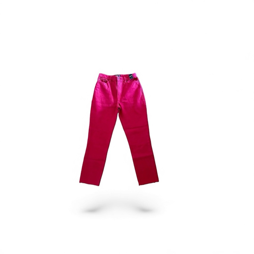 Abercrombie & Fitch NWT high waist 100% cotton red raw hem crop mom jean size 25